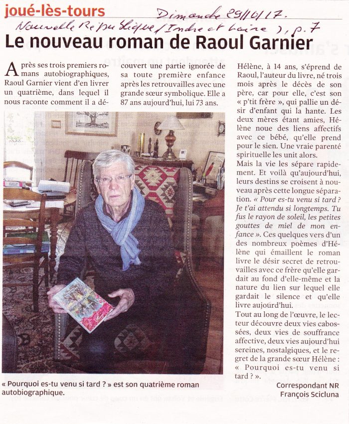 Rencontre avec Raoul Garnier, La Nouvelle République